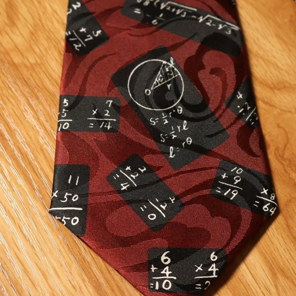 Vintage 90s Steven Harris Math Equations‎ Novelty Tie Mens Red Teacher Professor